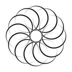 Geometric flower pattern. Overlapping circles art. Symmetry, elegance. Vector illustration. EPS 10.