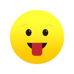 Cheerful yellow emoji. Playful face expression. Vector illustration. EPS 10.