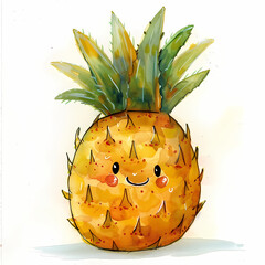 illustration of pineapple water colour - 745497326