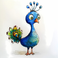 peacock watercolor design  - 745497381