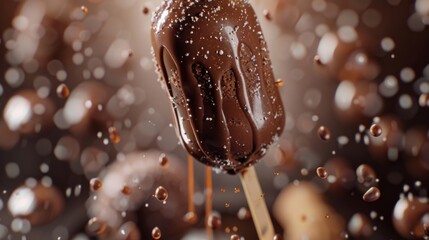 Chocolate ice cream on stick