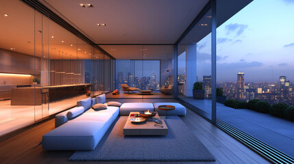 room design with panoramic glazing