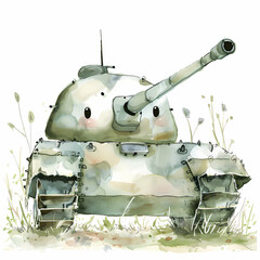 tank watercolor design illustration - 745497959