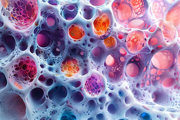 Vivid Colors of Bone Cells Under the Microscope Perfect for Medical Presentations - obrazy, fototapety, plakaty