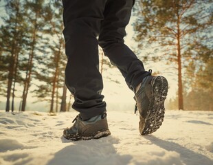 person walking in the snow