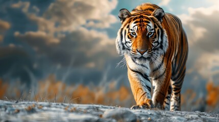 Naklejka premium Majestic Wilderness: Close-Up of a Tiger in the Jungle, Celebrating International Wildlife Day