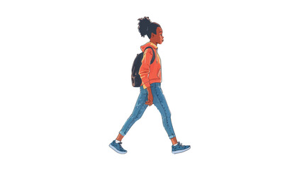 Naklejka premium African American walking to school