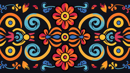 Fototapeta na wymiar 伝統的な部族のシームレスパターンの背景画像。カラフルで装飾的な画像。 Traditional tribal seamless pattern background image. Colorful and decorative images. [Generative AI]