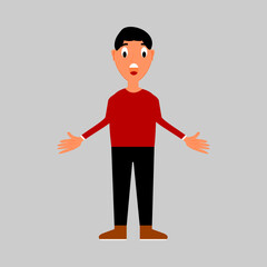 vector illustration of a male character with a dumbfounded expression