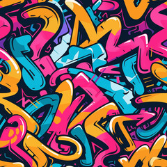 Graffiti  wall, colorful seamless pattern. Old urban street wall with spots and letters.  Dirty background or Texture