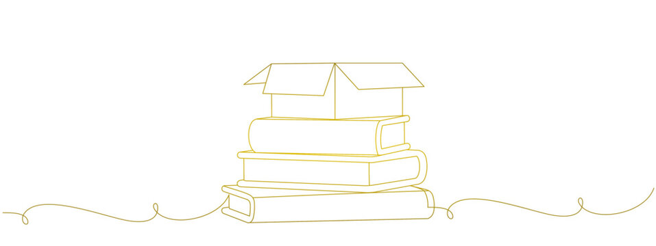 gold line design in the form of a stack of books