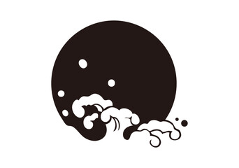 日の出と波