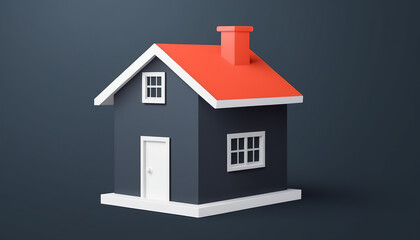 Modern Flat Style Vector Illustration of 3D Home Icon