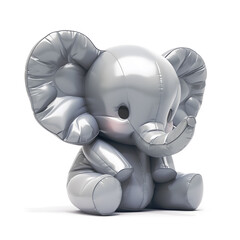 A cute elephant made of inflatable glossy plastic, AI-generated illustration - obrazy, fototapety, plakaty