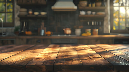 Wood Table in Home Kitchen