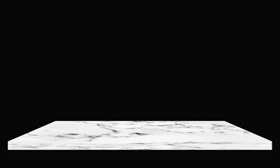 White marble floor on black background.