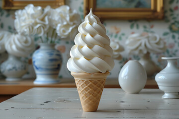 ice cream cone on a beautiful background	
