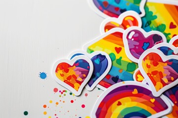 LGBTQ Sticker personal design. Rainbow understanding motive sacred love diversity Flag illustration. Colored lgbt parade demonstration self reliance. Gender speech and rights khaki