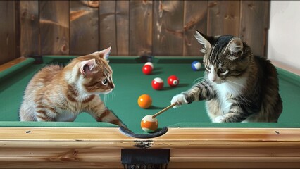 Cute Cat Billiards Moment Adorable Funny Cutie Cats Adorable Pet Art