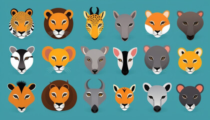 Flat Style Vector Illustration of Iconic African Animals