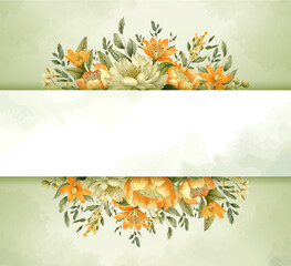 Greenery watercolor floral banner template with space for text - 745503999