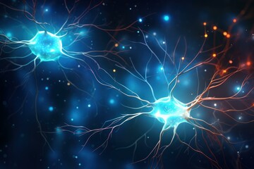 Neurons brain. Receptor system mind. Generate Ai