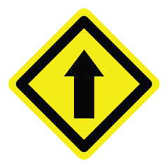 yellow forward go straight arrow road traffic warning caution sign direction icon. exclamation, hazard sign symbol logo design for web mobile isolated white background illustration