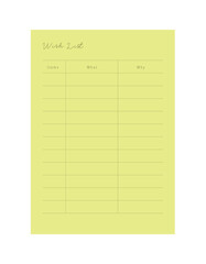 Wish List Planner. Vector illustration. (Forest)