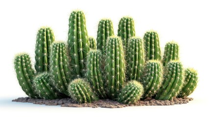  the essence of a cactus standing isolated against a pure white background, emphasizing its natural beauty and resilience