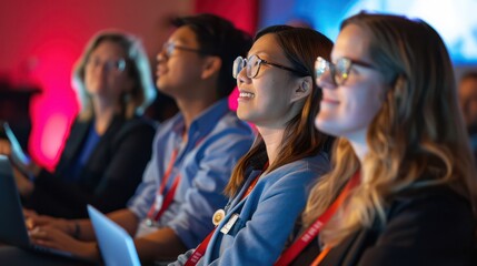 Attendees at a tech conference engaged and enjoying a presentation