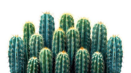 Adapted to the dry desert with sharp spines, cacti stand tall against the clear blue sky