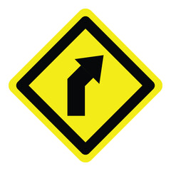yellow curve turn right arrow road traffic warning caution sign direction icon. exclamation, hazard sign symbol logo design for web mobile isolated white background illustration
