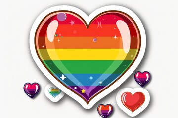LGBTQ Sticker progressive design. Rainbow love discourse motive tactful diversity Flag illustration. Colored lgbt parade demonstration transition. Gender speech and rights cooperation - obrazy, fototapety, plakaty