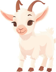 Cute goat cartoon character isolated.