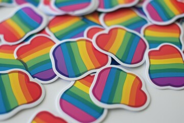 LGBTQ Sticker judicious design. Rainbow pride love motive devotion diversity Flag illustration. Colored lgbt parade demonstration celebration. Gender speech and rights gender euphoria
