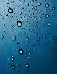 Water drops on blue background, top view Generative AI