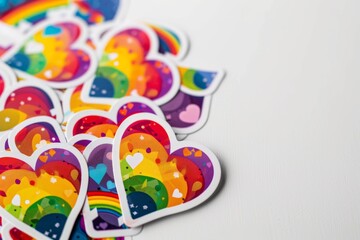 LGBTQ Sticker gratitude design. Rainbow love visibility motive innovative sticker diversity Flag illustration. Colored lgbt parade demonstration olive. Gender speech and rights saffron