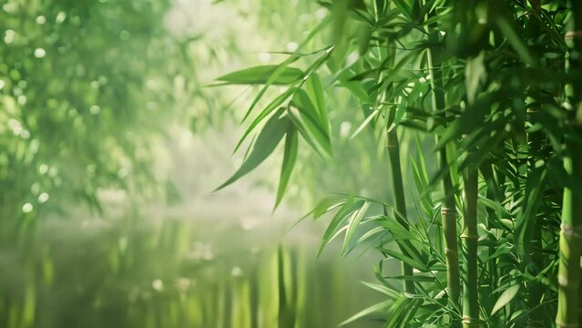 bamboo forest in the morning. 4k video animation