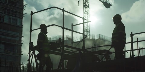 working engineers at a construction site Generative AI