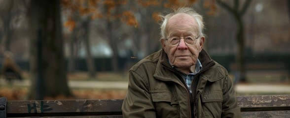 pensioner in the park on a bench Generative AI