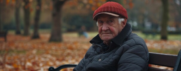 pensioner in the park on a bench Generative AI