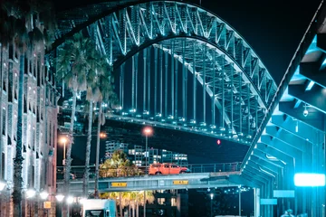 Foto auf Alu-Dibond シドニー橋夜景と建物 © kanzilyou