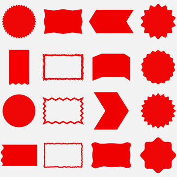 Tags red set. Sale and new label set. Red scrolls and banners isolated collection