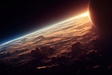 Space dawn, background. AI generated. - obrazy, fototapety, plakaty