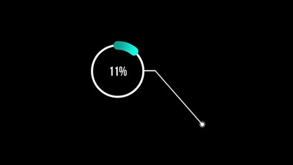 11 percent Call out Pie Chart Animation. Eleven percent Glowing Blue Chart on Black and Background. Eleven percentage chart for finance, sales, statistics Green Screen Motion Graphics