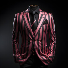 Black and Pink Striped Men's Formal Suit