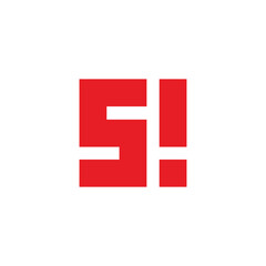 letter s red exclamation geometric logo vector