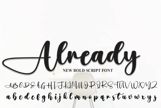 Handmade vector calligraphy tattoo alphabet with numbers