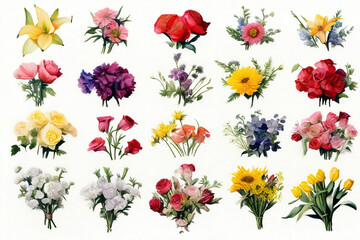 set of flowers 51 - obrazy, fototapety, plakaty