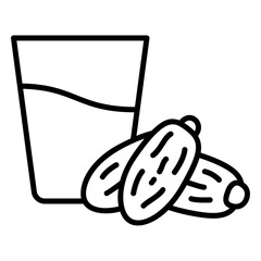 Icon of iftar or breaking the fast with a glass of water and dates